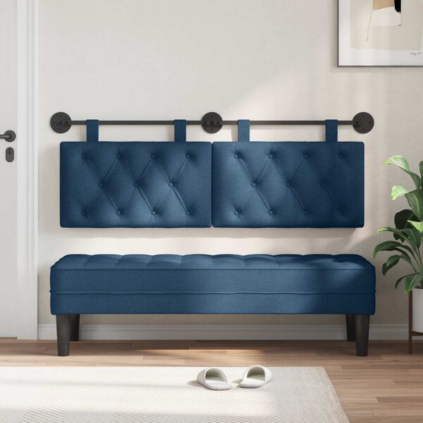 vidaXL Testata appesa Montaggio a parete Blu 150 x 55 x 7 cm Tessuto