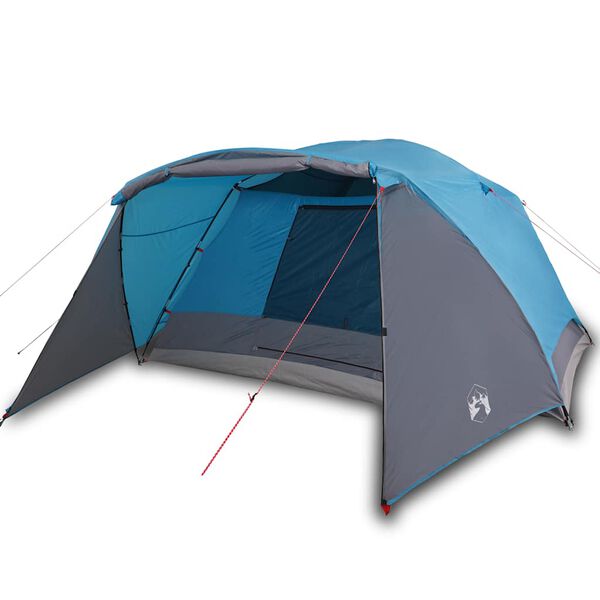 vidaXL Tenda da Campeggio con Portico per 4 Persone Blu Impermeabile