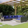 vidaXL Set Divani da Giardino 9 pz con Cuscini in Polyrattan Grigio