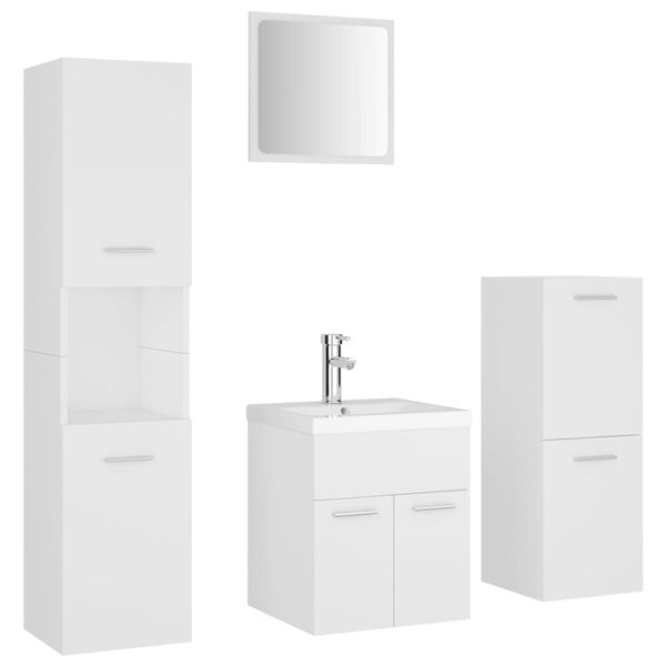 vidaXL Set Mobili da Bagno Bianco in Legno Multistrato