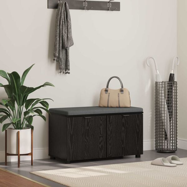 vidaXL Panca per ingresso con cuscino Rovere Nero 80 x 46 x 46 cm