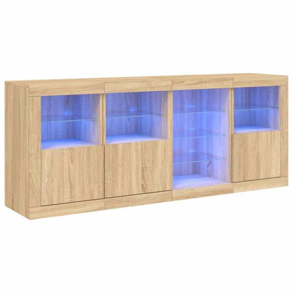 vidaXL Credenza con Luci LED Rovere Sonoma 164x37x67 cm