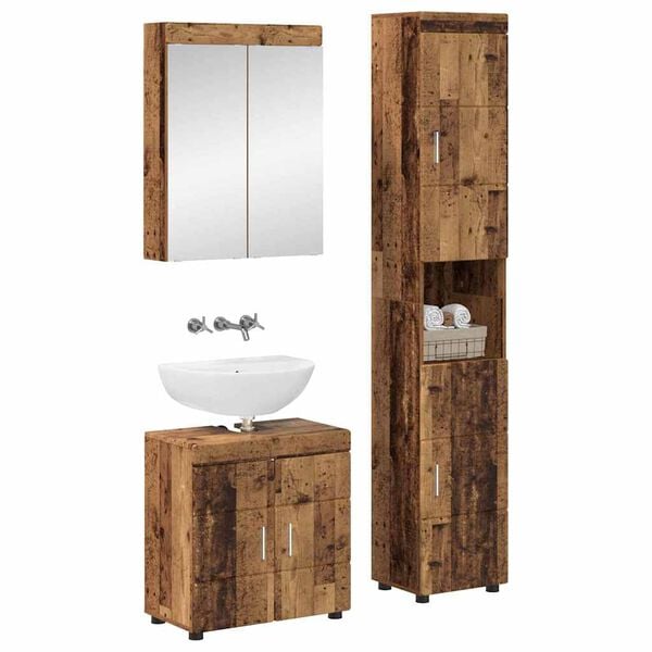 vidaXL Set di mobili per il bagno con lo scaffale TULUM Legno vecchio