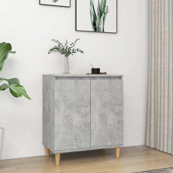 vidaXL Credenza Gambe Massello Grigio Cemento 60x35x70cm Multistrato