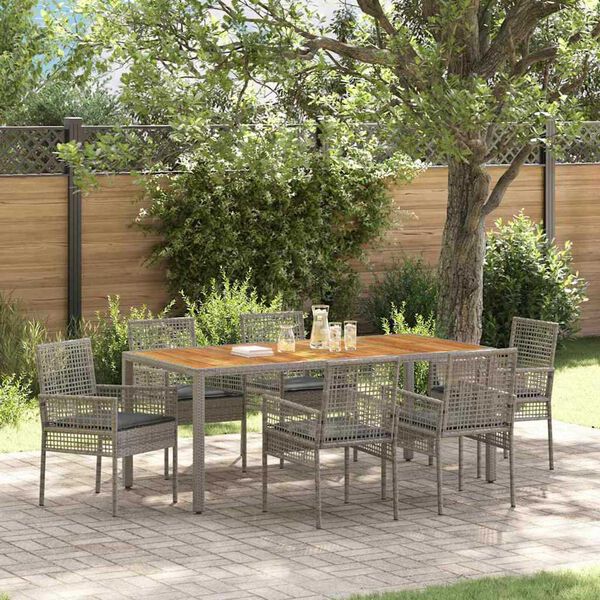 vidaXL Set da Pranzo per Giardino 7 pcs Grigio polyrattan