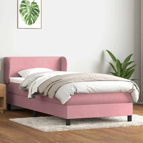 vidaXL Giroletto a Molle con Materasso Rosa 90x220 cm Velluto