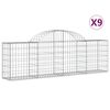 vidaXL Cesti Gabbioni ad Arco 9 pz 200x30x60/80 cm Ferro Zincato
