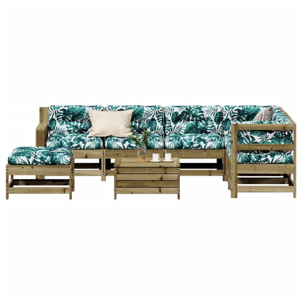 vidaXL Set Divani da Giardino 8pz con Cuscini Legno Impregnato di Pino