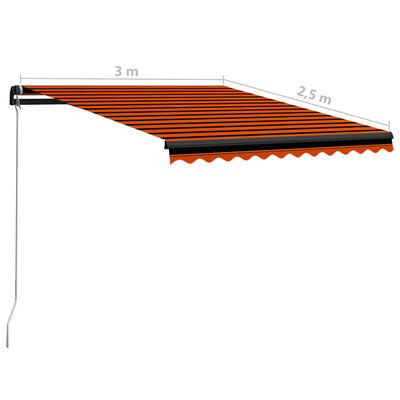 vidaXL Tenda da Sole Retrattile Manuale 300x250 cm Arancione e Marrone