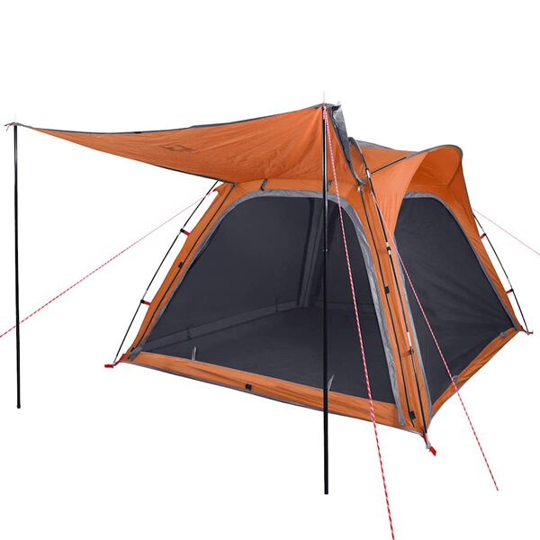 vidaXL Tenda Campeggio 4 Persone Grigio e Arancione Impermeabile