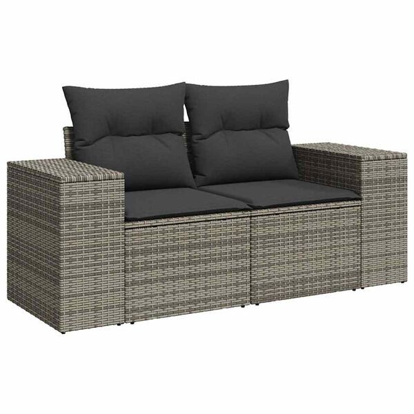 vidaXL Set Divano da Giardino 9 pz con Cuscini Grigio in Polyrattan