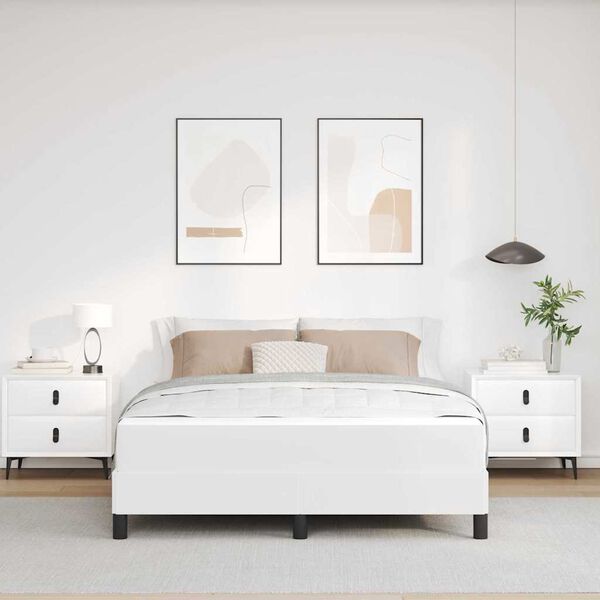 vidaXL Struttura del letto Bianco Puro 140 x 190 cm Tessuto