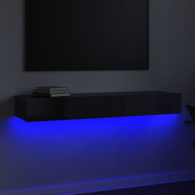 vidaXL Mobile Porta TV con Luci LED Nero Lucido 120x35x15,5 cm
