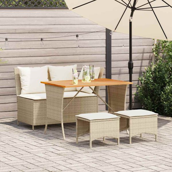 vidaXL Set da Pranzo da Giardino 4 pz con Cuscini Beige in Polyrattan