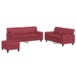vidaXL Set di Divani 3 pz Rosso Vino in Similpelle