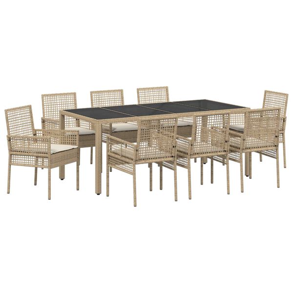 vidaXL Set da Pranzo per Giardino 9 pcs Beige polyrattan