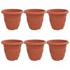 vidaXL Vaso Rotondo per Fiori 6 pz Rosso Mattone &Oslash; 26 x 21.5 cm