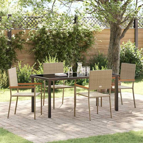 vidaXL Set da Pranzo per Giardino con cuscino 5 pcs Beige polyrattan
