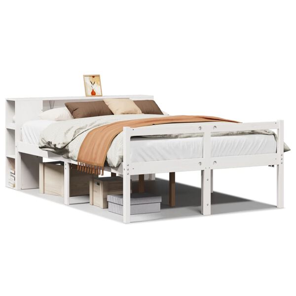 vidaXL Letto Libreria senza Materasso Bianco 140x190 cm Legno di Pino