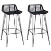 vidaXL Sgabello da bar 2 pcs Nero 44 x 46 x 91 cm Rattan e acciaio