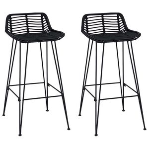 vidaXL Sgabello da bar 2 pcs Nero 44 x 46 x 91 cm Rattan e acciaio