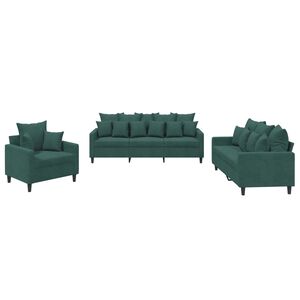 vidaXL Set di Divani 3 pz con Cuscini Verde scuro in Velluto