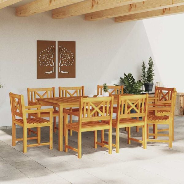 vidaXL Set da Pranzo per Giardino 9 pcs Marrone