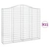 vidaXL Cesti Gabbioni ad Arco 11 pz 200x30x160/180 cm Ferro Zincato