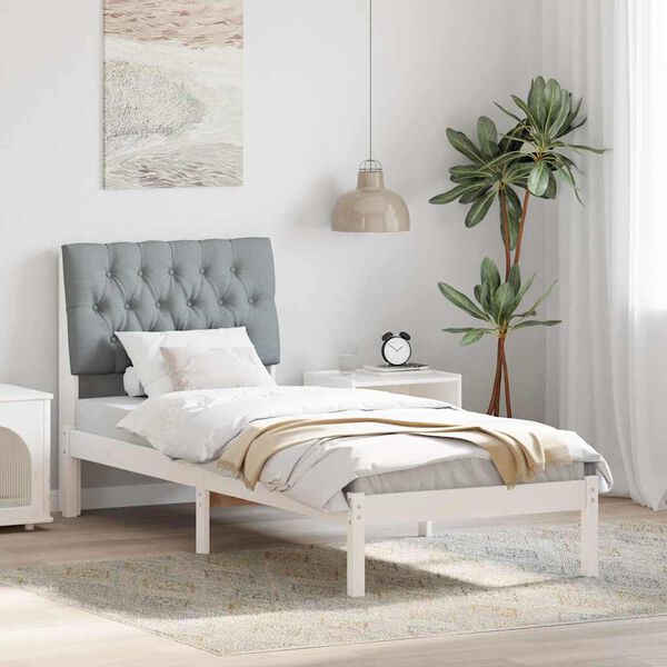 vidaXL Letto con Testiera Rivestita con testiera Bianco 80 x 200 cm
