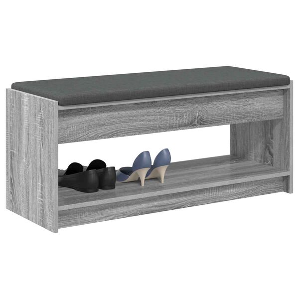 vidaXL Panca per ingresso con cuscino Grigio Sonoma 103 x 38 x 45 cm