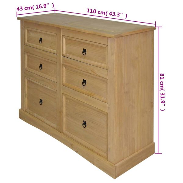 vidaXL Credenza Pino Messicano Gamma Corona 110x43x81 cm