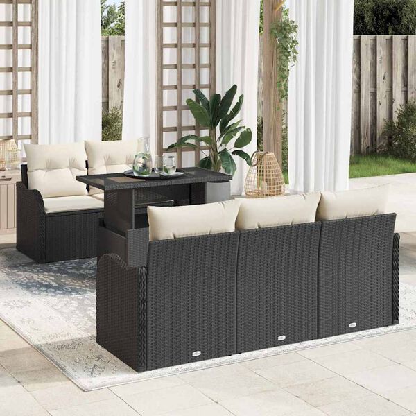 vidaXL Set Divano da Giardino 6 pcs Nero Rattan in Polipropilene