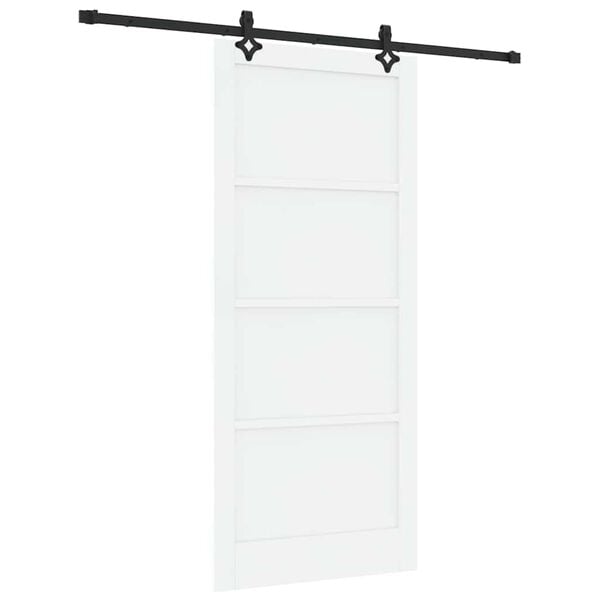 vidaXL Porta scorrevole Bianco e Nero 93 x 211 cm Pino massello