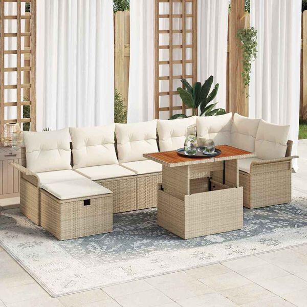 vidaXL Set Divano da Giardino con cuscino 8 pcs Beige Poly Rattan