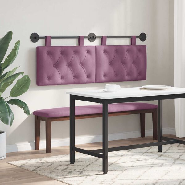 vidaXL Testata appesa Montaggio a parete Viola 130 x 55 x 7 cm Velluto