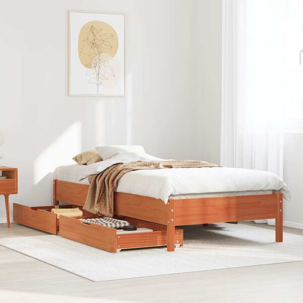 vidaXL Letto senza Materasso Marrone Cera 90x200 cm Legno di Pino