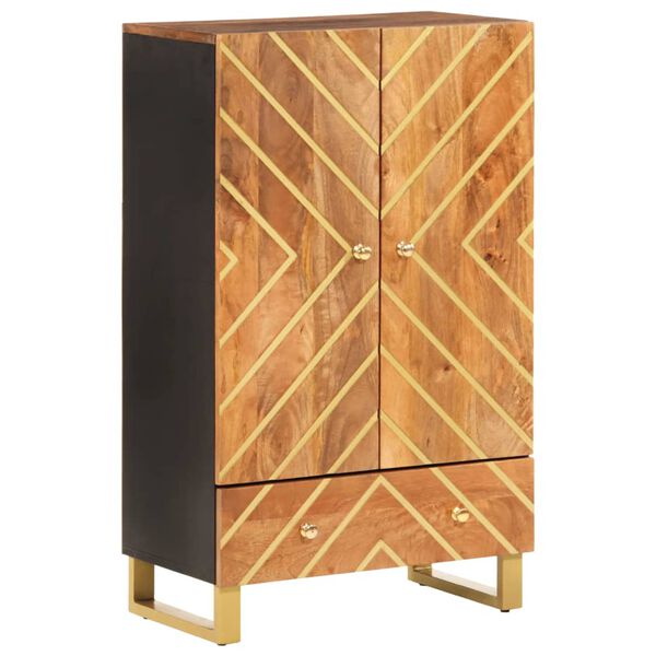 vidaXL Credenza Marrone e Nera 60x33,5x100 cm Legno Massello di Mango