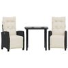 vidaXL Set da Pranzo da Giardino 3 pz con Cuscini Nero in Polyrattan