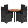 vidaXL Set da Pranzo da Giardino 5 pz Nero con Cuscini in Polyrattan