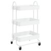 vidaXL Carrello a 3 Livelli Bianco 43x34x79 cm in Acciaio