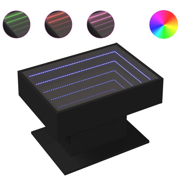 vidaXL Tavolino Salotto con LED Nero 70x50x45 cm Legno Multistrato