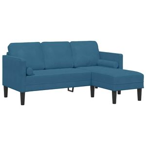 vidaXL Set di divani con cuscino Blu Poliestere