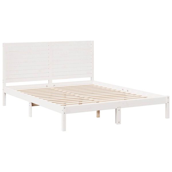 vidaXL Giroletto Extra Lungo senza Materasso Bianco 140x210cm Massello