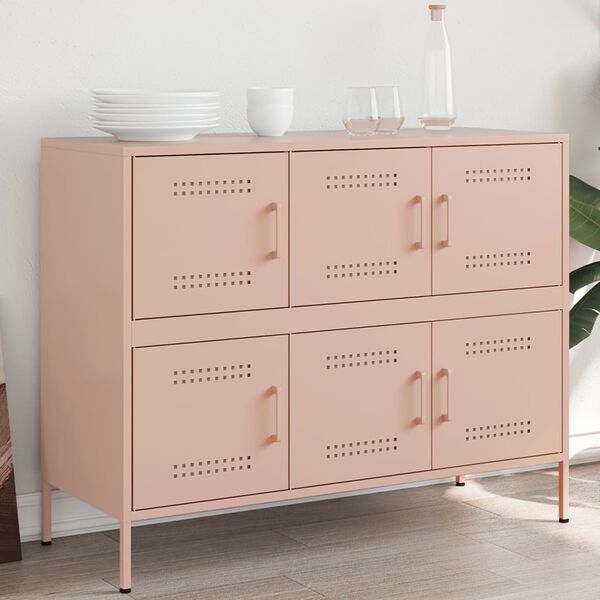vidaXL Credenza Rosa 100,5x39x79 cm in Acciaio