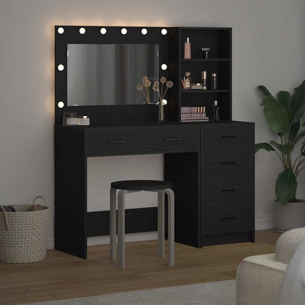 vidaXL Tavolo da Trucco Nero 78.5 x 41 x 135 cm Legno multistrato