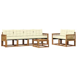 vidaXL Set di divani da esterno 7 pz Naturale e Crema