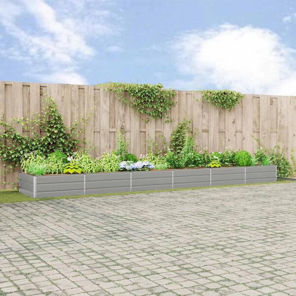 vidaXL Fioriera Grigio chiaro 195 x 100 x 45 cm Acciaio zincato