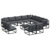 vidaXL Set Divano da Giardino con cuscino 13 pcs Nero Alluminio