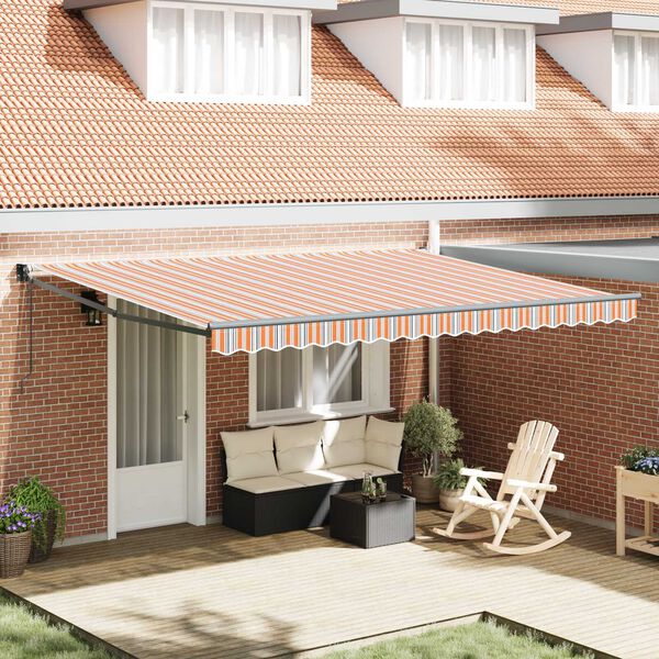 vidaXL Tenda Retrattile Multicolore 450 × 300 cm Poliestere e Metallo