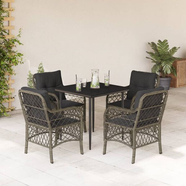 vidaXL Set da Pranzo da Giardino 5 pz con Cuscini in Polyrattan Grigio